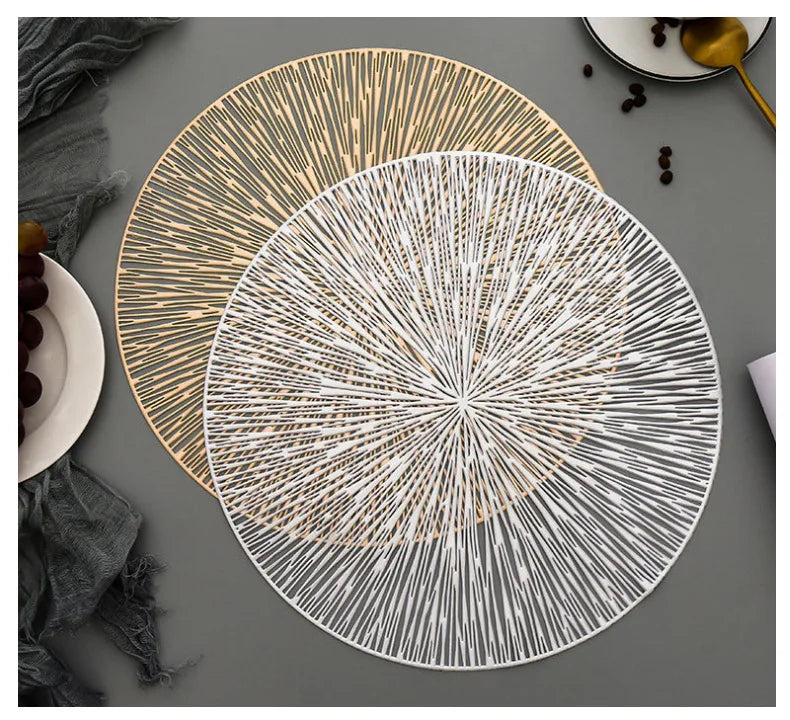 European Hollow Heat Insulation Placemats Table Decoration Mats Home Dining Mats Round Firework Placemats