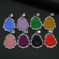 Stainless Steel  Edge Buddha Onyx Pendant Necklace Multi Color Religious Maitreya Pendant Buddha Necklace