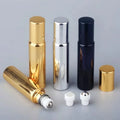 Ready to Ship 5ml 10ml Gold Silver Black Plating Glass Roll on Bottles 10 ml Roller Bottle for Essential Oil With Roller Balls