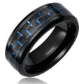 Somen Trendy Men Black 8mm Ceramic Ring Blue Carbon Fiber Inlay Wedding Band Engagement Jewelry Cool Rings Fashion Jewelry