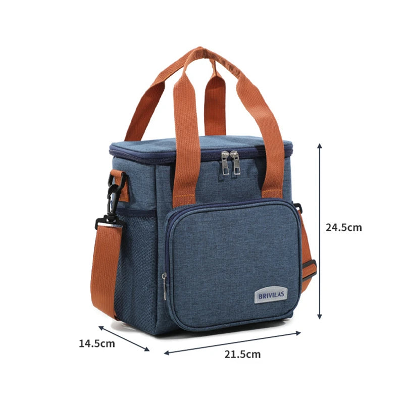 8L Large Square Lunch Cooler Bag Multifunction Portable Zipper Insulated Fridge Work Dinner Bento Container Multifunction