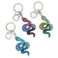 Creative Crystal Snake Charm Key Ring Women Gradient Color Rhinestone Snake Shaped Keychain for Gift