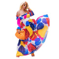 On Sale Women's Plus Size Maxi Skirt Digital Printing Africa Boat Neck Dress