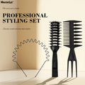 3pcs Black Hair Styling Set-barber Hair Brushmultifunction Styling Comb Set Hair Claspfor Hair Styling Tool for All Types Hair