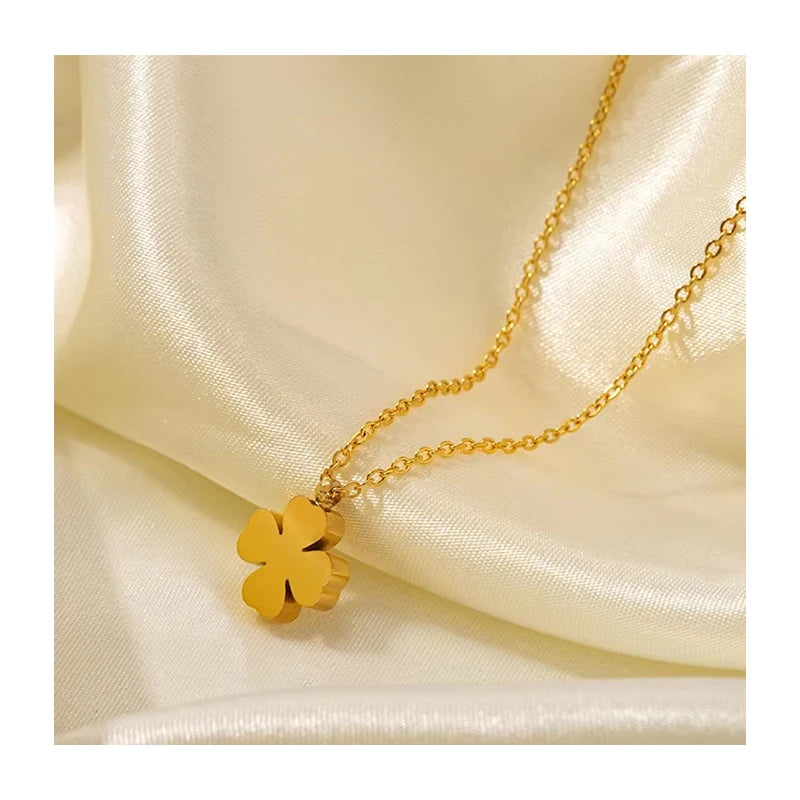 Trendy Romantic Stainless Steel 18K Gold Plated Flower Charm Waterproof Jewelry for Women