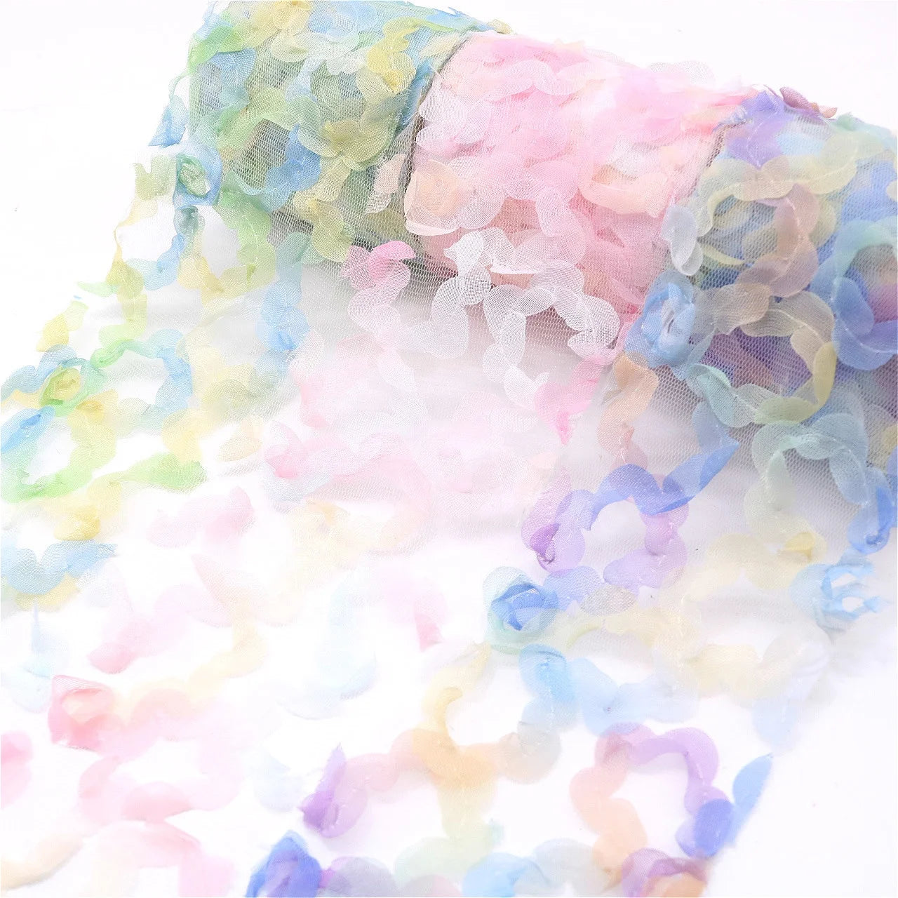 Rainbow Gradient Rose Tulle Ribbon Lace DIY Manual Bow Accessories