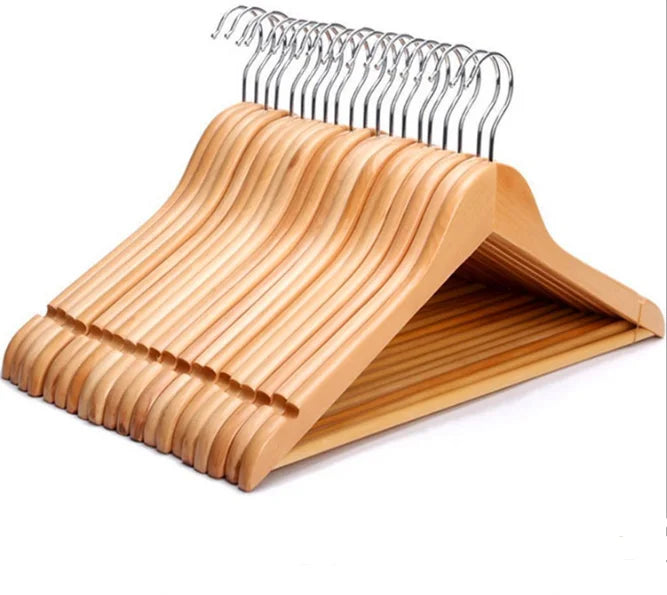 Wholesale Wooden Natural Color Wooden Hanger for Cloths 10 Pcs Per Set Hanger Wood Material