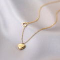 Women 18K Necklace Gold Plating Stainless Steel Double Heart Necklace for Valentine Day Gift
