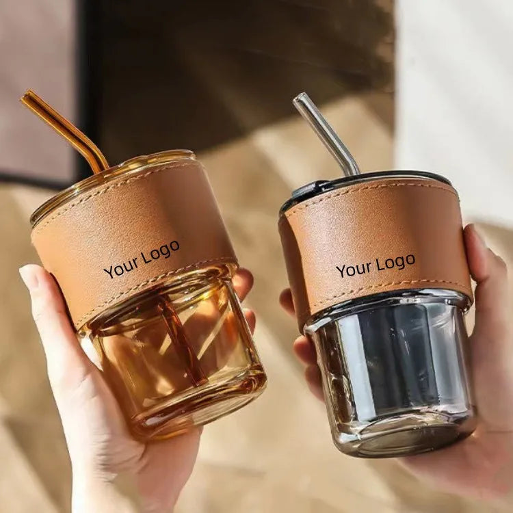 Hot Sale Ins Style Large Capacity Double Drink Cup Bamboo Shape Glass Tea Cups & Saucers Household Straw Cup Wholesale