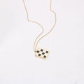 Fenny 18K Gold Plated Trend Black & White Plaid Rectangle Checkboard Pendant Necklace Stainless Steel Jewelry Wholesale