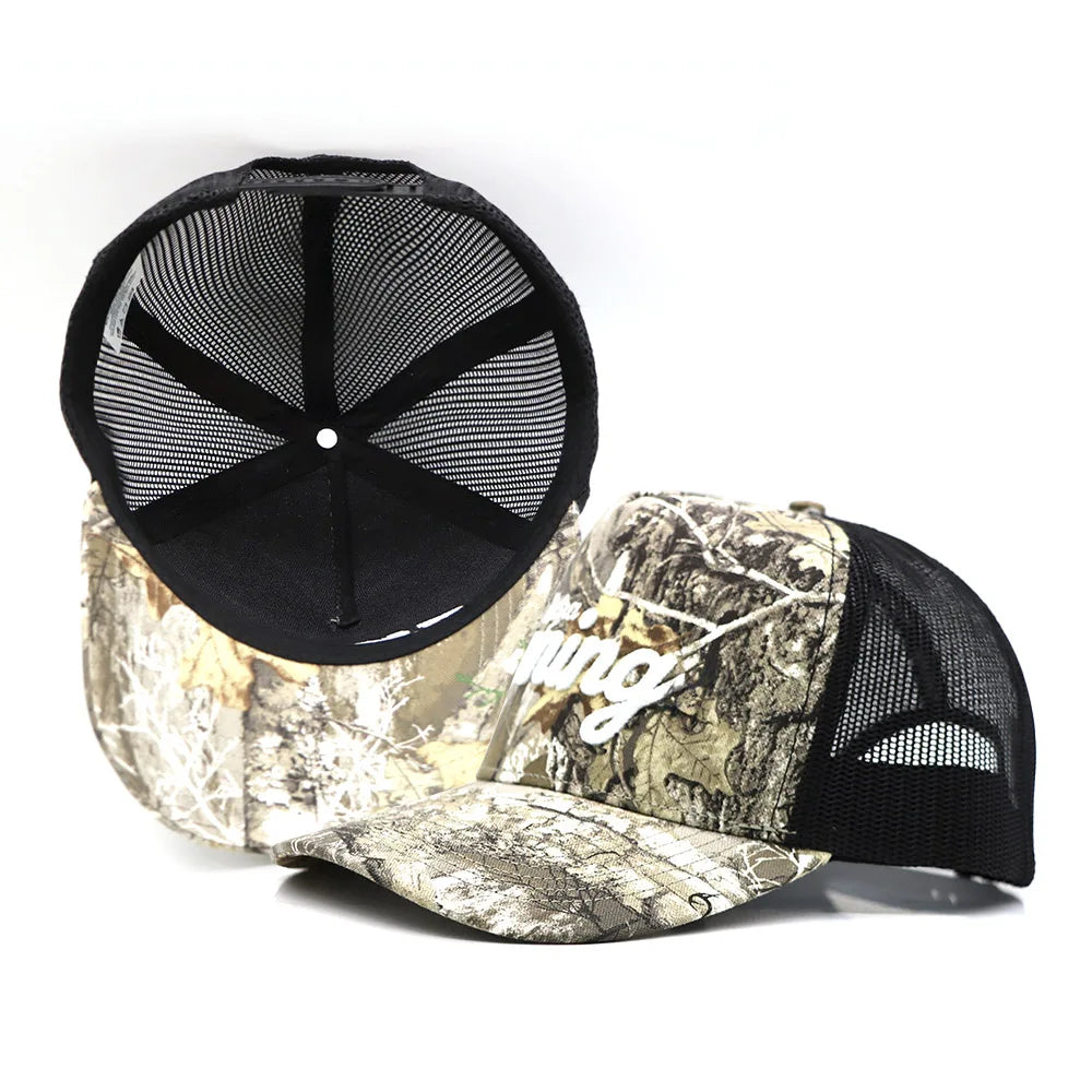 Custom Mens Printed Embroidery logo Snapback Cap Unisex Curved Bill Adjustable Baseball Cap 5 Panel Structured Mesh Trucker Hat