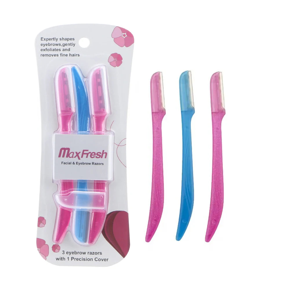 Facial Razors Dermaplane Eyebrow Trimmer and Facial Trimmer Razor Set 3pcs for Smooth and Precise Shaving