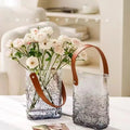 Minimalist and High-end Feel Handbag Glass Vase Transparent Hydroponic Vase for Light Luxury Decoration