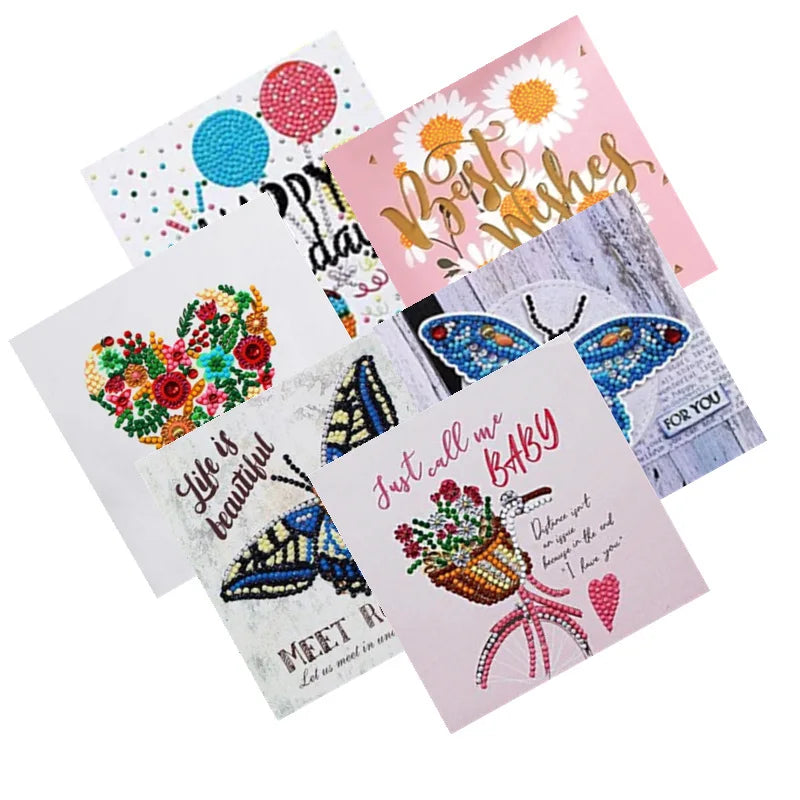 Handmade R-KPXL004-007 Diamond Embroidery Postcard Greeting Cards Birthday Card Gifts Unique Diamond Painting Design