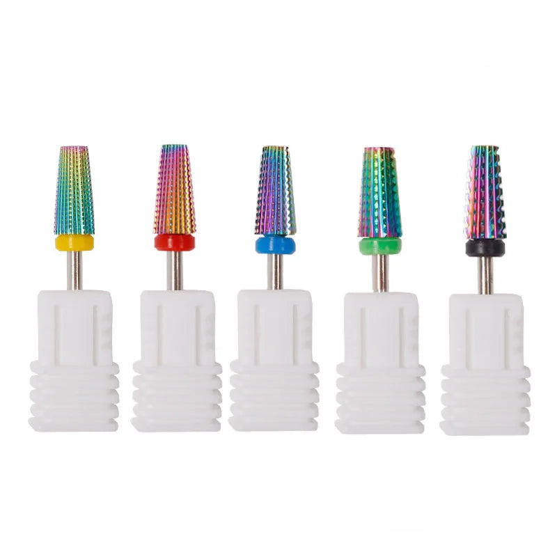 5 in 1 Electric Nail File Rainbow Tungsten Drill Bits Manicure Scissors with Milling Cutter for Gel Removal
