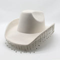 Fashion Diamond Tassel Cowgirl Hat Western Style Girl Wide Brim Felt Costume Cosplay Party Hats