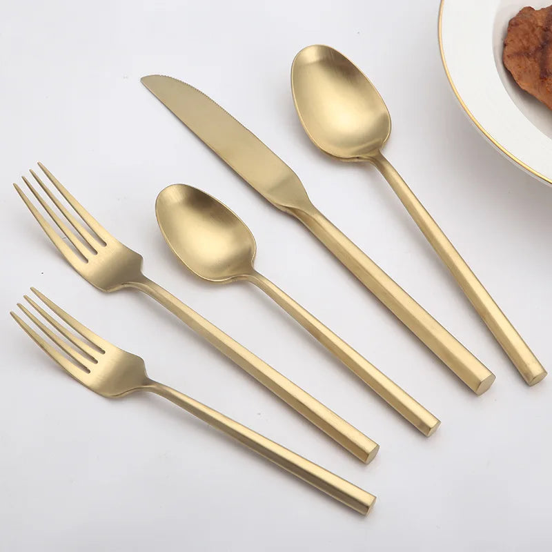 High Quality Stainless Steel Champagne Tableware Flatware Cutlery Including Restaurant Kitchen Hotel Gold Silverware Wedding Set