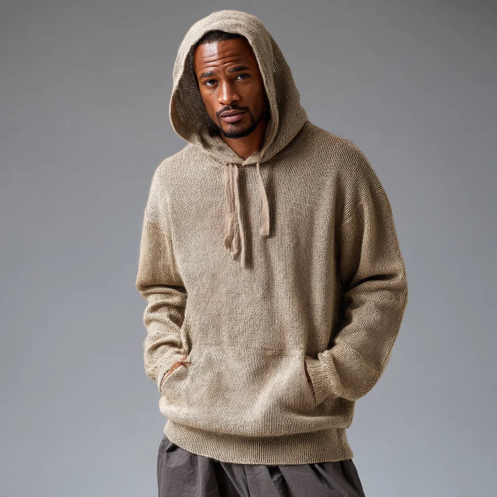 Luxurious Men's Mohair Hoodie Breathable Warm Knit Sweater Anti-Wrinkle Anti-Shrink Features Front Print Pattern for Winter ODM