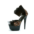 15 cm new Stiletto High Heels striptease shoes fashion leopard print lace leaky toe platform large sandals