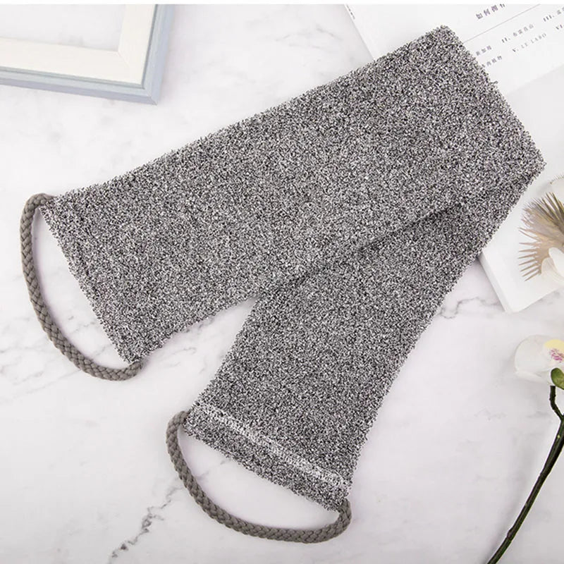 Grey Charcoal Body Exfoliating Belt Set Soap Bar Bath Belts Body Back Scrubber Bath Mitti