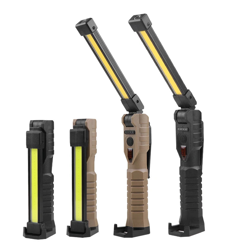 Portable COB LED Flashlight USB Rechargeable Work Light Magnetic Lanterna Hanging Lamp with Built-in Battery Camping Torch