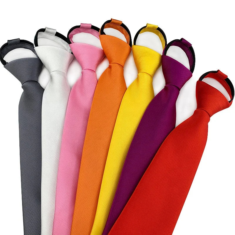 Factory Directly Wholesale Plain Red Polyester 8cm Adult Zip Necktie Solid Color Zipper Tie Formal Necktie for Men