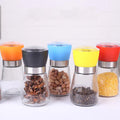 Manual Spice Grinder Mills Round Glass Jars Salt and Pepper Grinder with Adjustable Reusable Grinder