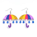 The Latest Lovely Acrylic Mosaic Color Umbrella Drop Earrings for Women Stylish Earrings Jewelry