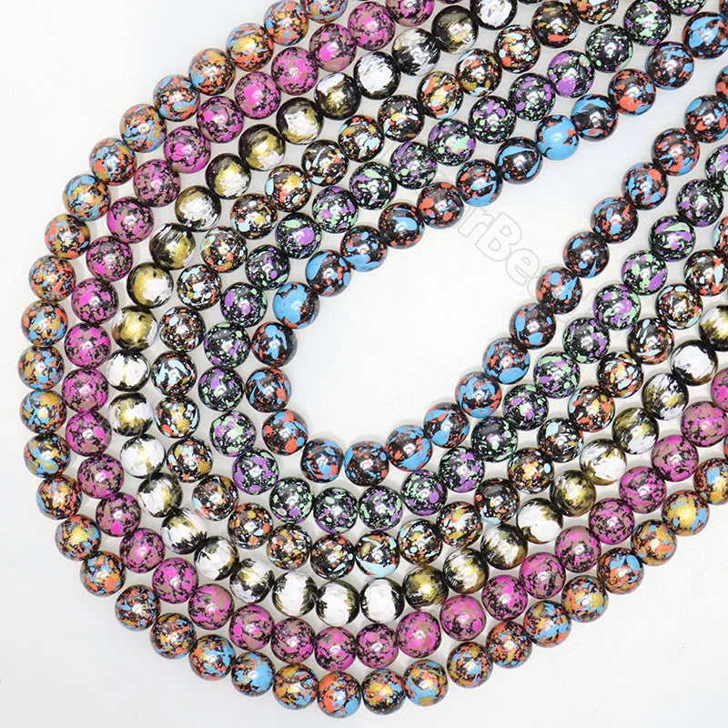 NEW Style Colorful Mixed Rainbow Cloisonne Plated Hematite Stone Non-Magnetic Hematite Beads 8mm