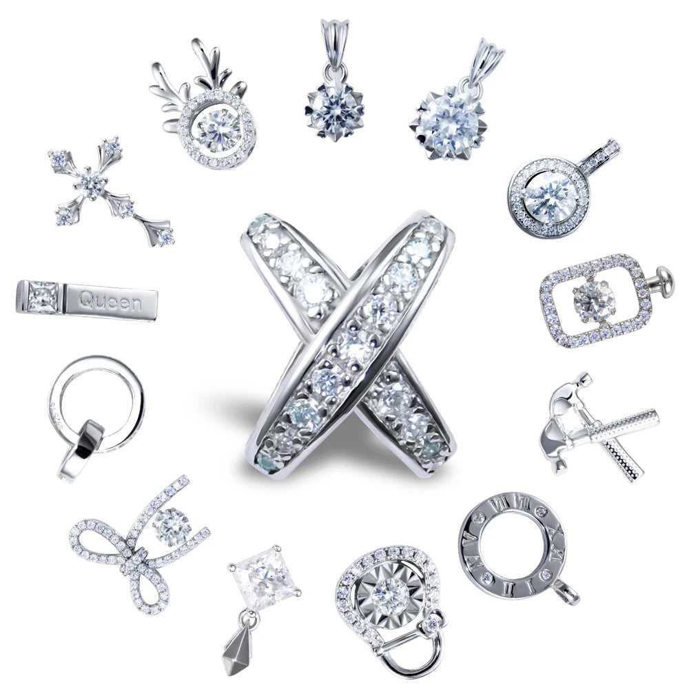 Xingyue Factory Price Custom 925 Silver Flower Cross Necklace VVS Moissanite Diamond Pendants & Charms for Jewelry Making