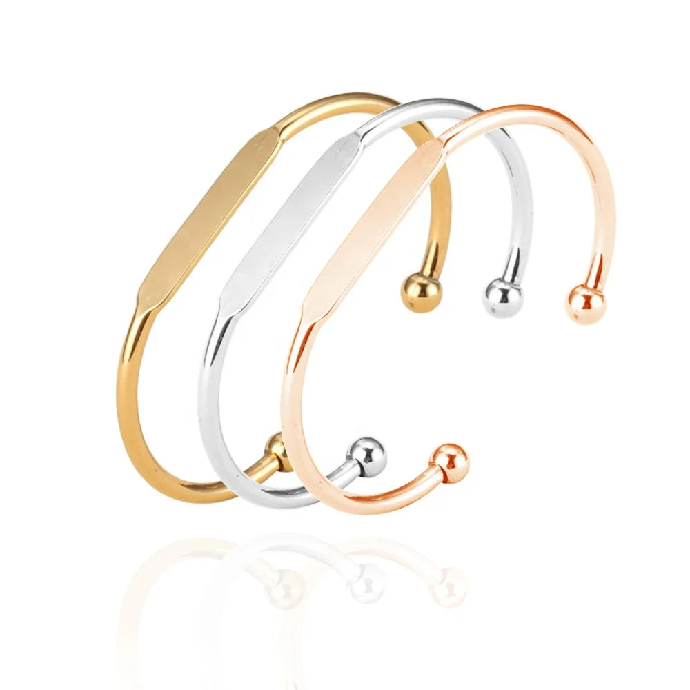 Customize Laser Engraved Fashion Jewelry Bracelets Stainless Steel Bangle & Bracelet Cuff Bangle for Women