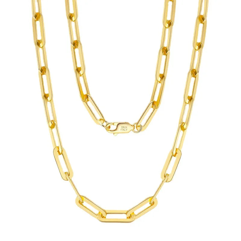 DUYIZHAO Wholesale Price Fine Jewelry Luxury S925 Sterling Silver 14K Gold Filled Paper Clip Chain Oval Link Chain for Women