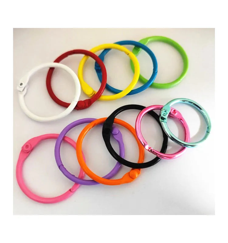 30mm Colorful Metal Book Loose Leaf Binder Ring Hinge Snap Ring Keyring for Binders Notes Cards Keys Toys
