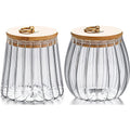 Glass Bamboo Food Candle Storage Container Jar with Bamboo Lids