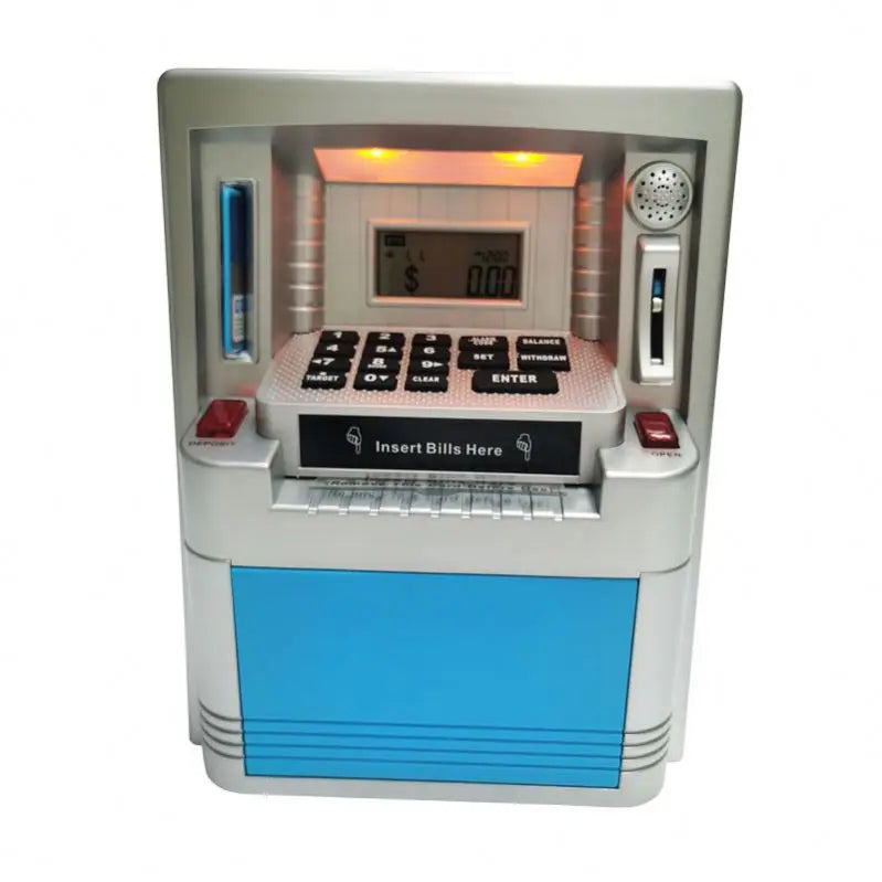 Children's Electronic Piggy Bank Mini ATM Money Box Safety Password Coin-Chewing Features Cash Deposit Machine Gift for Kids