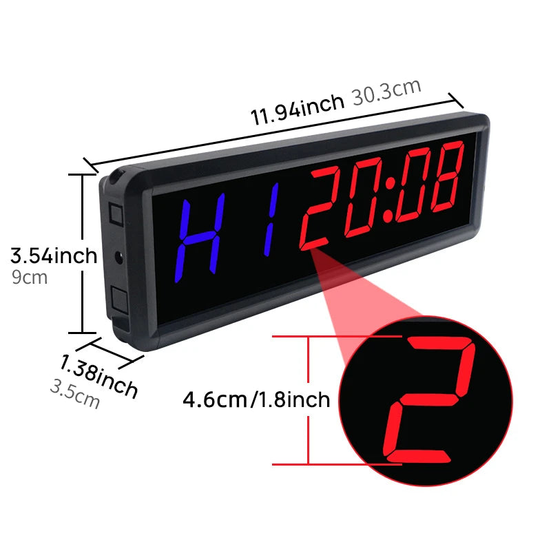 GANXIN Portable 1.8 Inch 6 Digit LED Fitness Training Countdown Clock Digital Indoor Home Gym Exercise Interval Timer