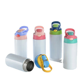 Custom Double Wall Stainless Steel Thermal Bottle for Kids Sublimation Print Blank Water Drinking Straws Direct Minimalist