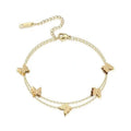 Wholesale No Fade Titanium Steel Dainty Thick Anklet 18k Gold Cuban Butterfly Ankle Chains for Women