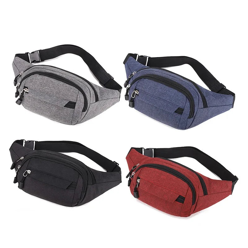 Unisex Hip Bum Bag Adjustable Strap Large Waist Bag Zipper Closure Sport Style Crossbody Fanny Pack Outdoor Workout Traveling