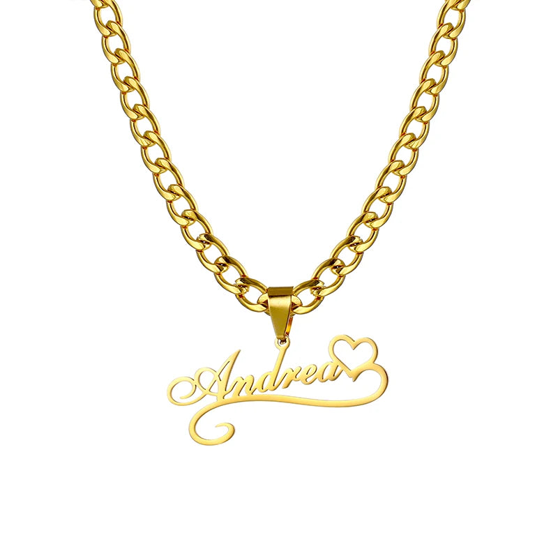 Customized Name Necklace Personalized Exquisite Letter Stainless Steel Heart-Shaped Pendant Versatile Female Jewelry Necklace