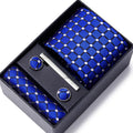 Fashion Men's Neck Tie Handkerchief Cufflinks Clip Wedding Silk Handmade 7.5cm Wide Gift Box Tie Sets