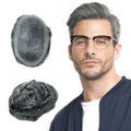 Qingdao Factory CNG Men's Natural Wave Full PU Toupee System with Remy Indian Hair 40% Gary Loop Design Black