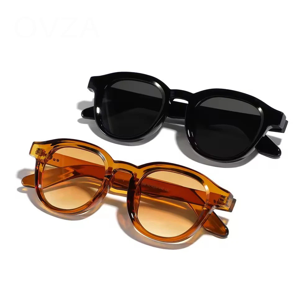 Wholesale Retro Olive Green Round Frame Blue Shades Custom Logo Fashion Sunglasses Women Men Sunglasses Tendencia 2025