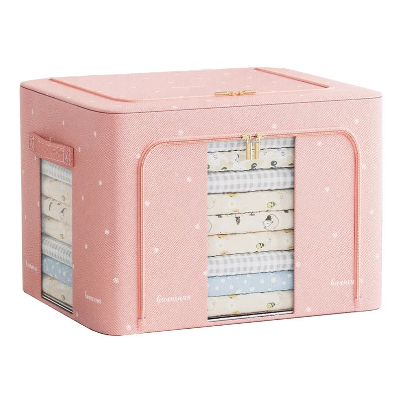Household Waterproof Quilt Organizer Box Gabardine Cloth Steel Frame Storage Box Oversized Foldable Clothes Organizer Customized