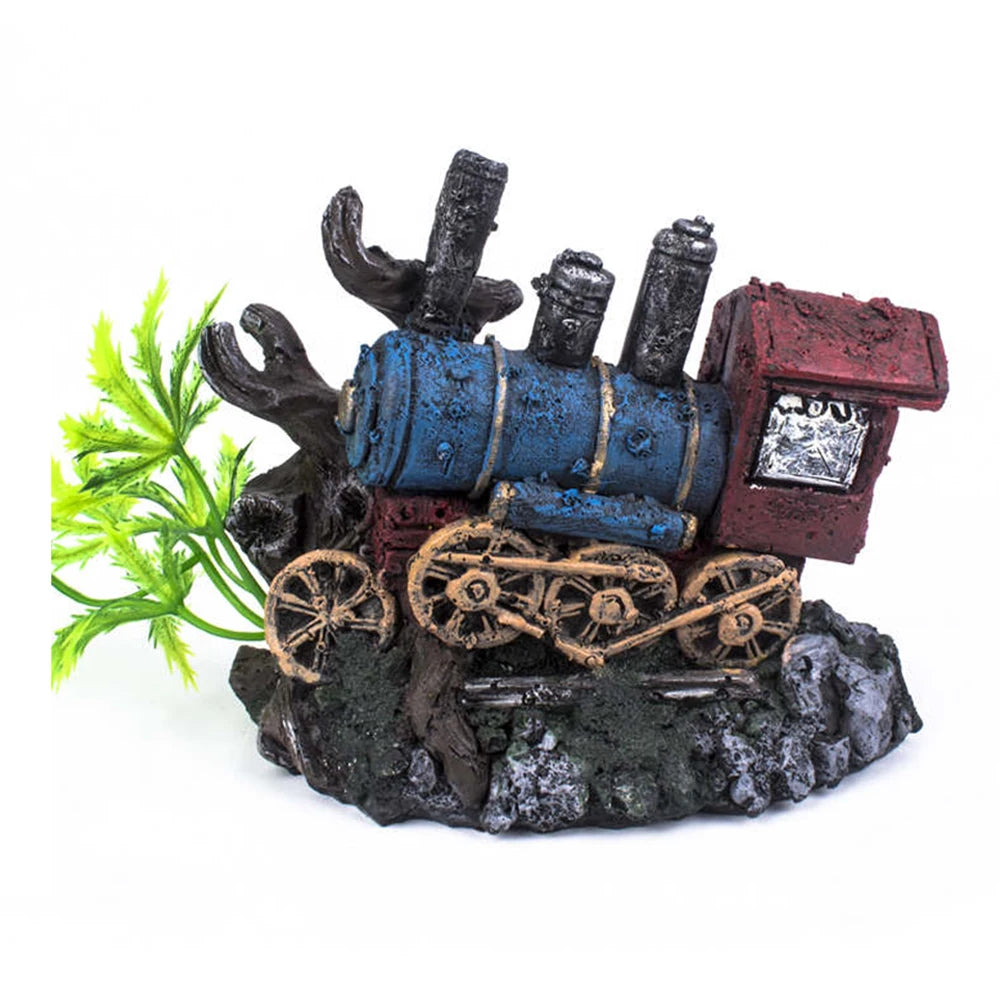 Wholesale Aquarium Resin Train Wreckage Ornaments Fish Tank Decor