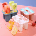Best Selling Love Handle Homemade Ice Cream Ice Box Mold Creative Household Food Grade Silicone Four Grid Ice Cream Mold