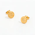Fenny 18K Gold-plated Wholesale Creative Trend Engraved Crescent Star Seal Stud Stainless Steel Earring for Women