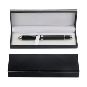 Trend Gift Hot Selling Carbon Fibre Roller Ball Pen Set Executive Stylus Pen 2 in 1 with Metal Clip