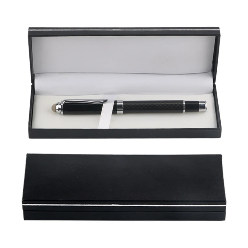 Trend Gift Hot Selling Carbon Fibre Roller Ball Pen Set Executive Stylus Pen 2 in 1 with Metal Clip