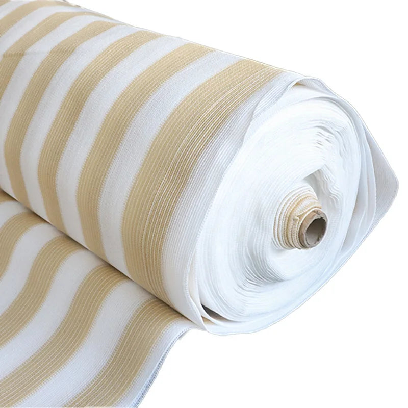 Beige Stripes HDPE Sunshade Sunscreen Net Raw Roll Materials Wholesale  Canopy Balconies Courtyard Circular Forest Sunshade Net